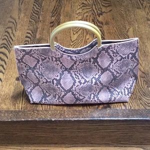 Pink Snake Skin Clutch Bag